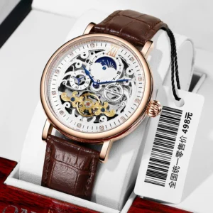 kf-H220a7b49167c4fe093507ad580a5b124s Big Skeleton Men Watch Mechanical Thin Case Tourbillon Clock Moon Phase Function Automatic Wristwatch Relojes Hombre Swiss Brand