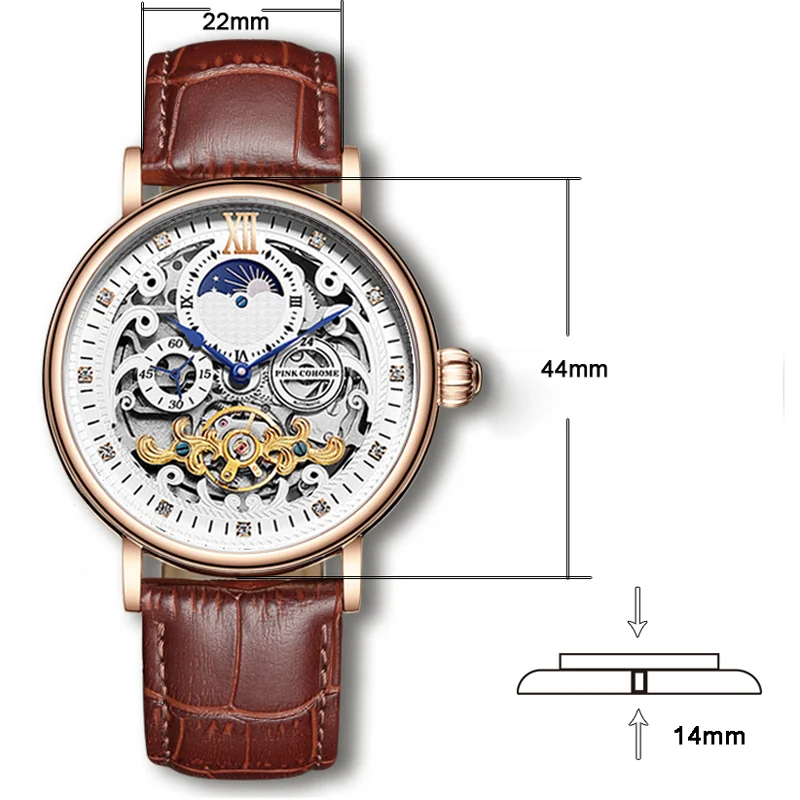 kf-Hecfecba3cb114facb4c765e5551ea5b9B Big Skeleton Men Watch Mechanical Thin Case Tourbillon Clock Moon Phase Function Automatic Wristwatch Relojes Hombre Swiss Brand