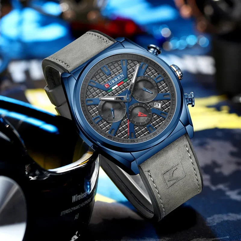 CURREN 8392 Fashion Luxury Chronograph Dials Quartz Watch Mens Sports Waterproof Leather Men Watches Luminous Male Clock