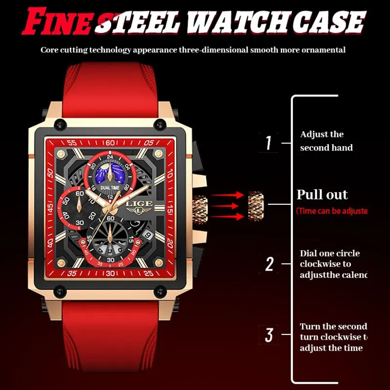 kf-S096e252451b04225b9609092f0b4a430u 2024 LIGE Men Watches Chronograph Top Brand Luxury Silicone Sport Wristwatch Business Quartz Clock Waterproof Watch Montre Homme