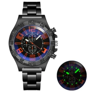 kf-S15e0922432494e8baf0b3d60d9b257bcw New Fashion Men Quartz Watches Luminous Pointer Stainless Steel Luxury Business Watch for Men Blu-ray Dial Waterproof Male Clock