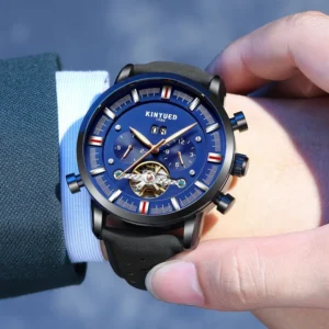 kf-S186e1bfa515c4a26b4ed54b55aba7274P KINYUED Men's Watch Classic Hollow Skeleton Tourbillon Mechanical Watch For Men Date Waterproof Leather Dress Wristwatch Mens