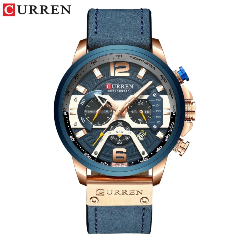 CURREN 8329 Fashion Quartz Watches for Man Business Leather Strap Chronograph Calendar Retro Elegant Men Wristwatch reloj hombre