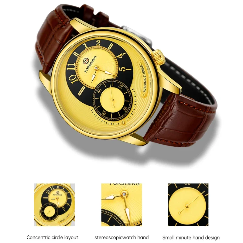 kf-S1f0ba42d798f489da4fd31cc3c2dd898E FORSINING 8226 New Automatic Movement Two Dial Waterproof Luminous Leather Fashion Mechanical Watches for Man Reloj Hombre