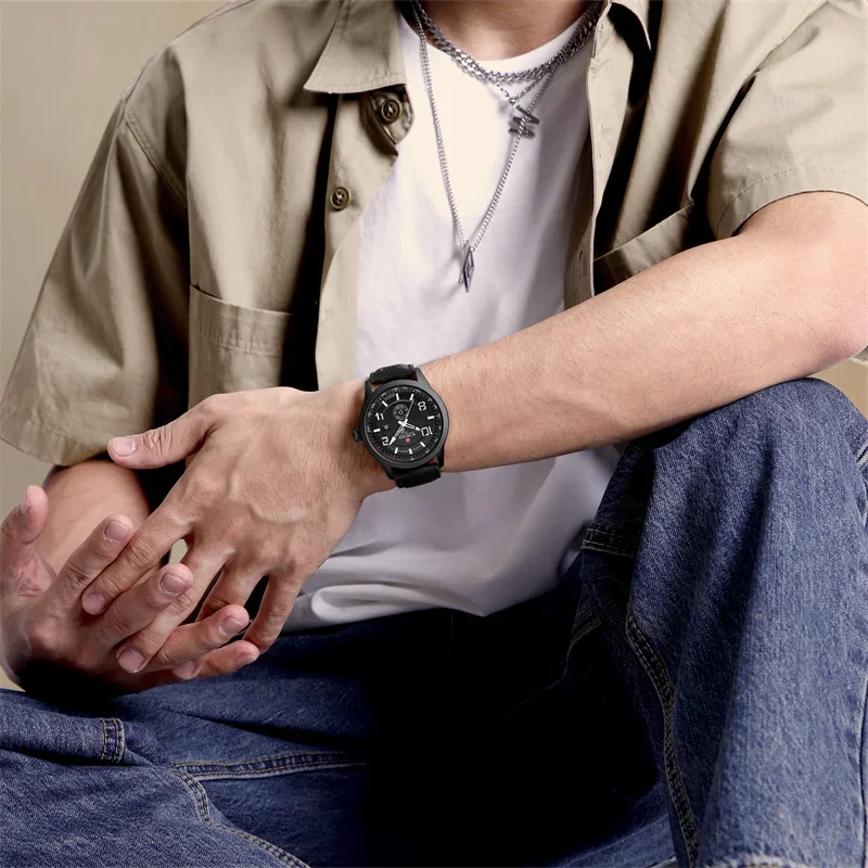 kf-S2185ac3d97b24d68b1b7e42cf9b63ee5k NAVIFORCE Original Men's Watches Simple Fashion Waterproof PU Strap Luminous Date Week Male Quartz Wristwatch Relogio Masculino