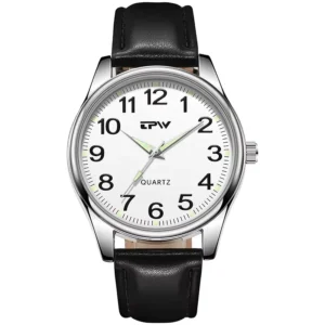 Men's Luminous Wristwatch Big Easy Read Numbers 3ATM Waterproof Steel Leather Watch With Expansion Band Gift Clock for Parents