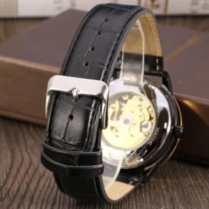 kf-S39adfb375c7644b79f77ab41cc411b8cj T-winner Mechanical watch Bar scale three rings hollow mechanical watch Men's Watch Round Dial Automatic mechanical watch Gold w