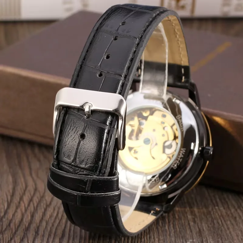 kf-S39adfb375c7644b79f77ab41cc411b8cj T-winner Mechanical watch Bar scale three rings hollow mechanical watch Men's Watch Round Dial Automatic mechanical watch Gold w