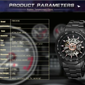 FORSINING Classic Trendy Men's Skeleton Automatic Mechanical Watches Luminous Pointers Steel Sport Man Wristwatch Hombre Relojes