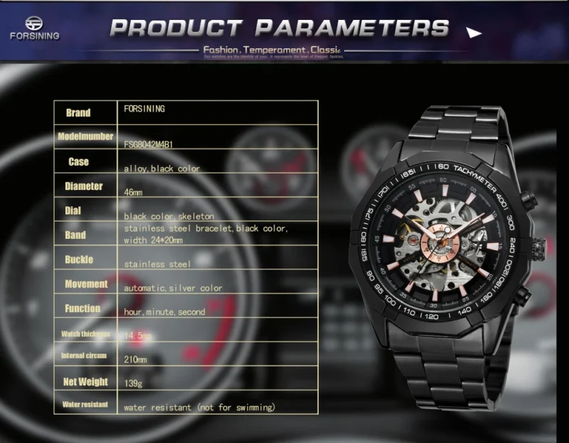 FORSINING Classic Trendy Men's Skeleton Automatic Mechanical Watches Luminous Pointers Steel Sport Man Wristwatch Hombre Relojes