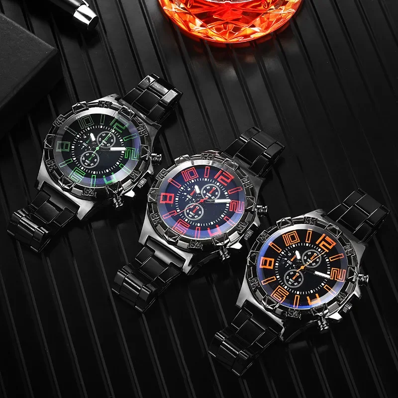 kf-S4dfac270b6314a0b99437863fe3b1143B New Fashion Men Quartz Watches Luminous Pointer Stainless Steel Luxury Business Watch for Men Blu-ray Dial Waterproof Male Clock