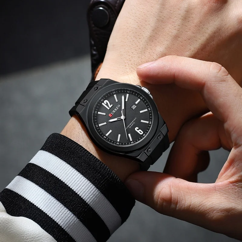 kf-S517abd4f419e4e5cb1d7d802614c0988s CURREN 8467 New Simple Men's Sports Quartz Watch Silicone Strap Waterproof Calendar Night Light Men's Leisure Watch reloj hombre