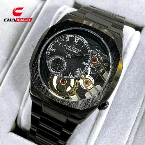 kf-S54093601b986436bad918ab51b6c645fD CHAXIGO 6829 Fashionable and Unique Men's Alloy Quartz Watch Waterproof Calendar Stainless Steel Watches for Man Reloj Hombre