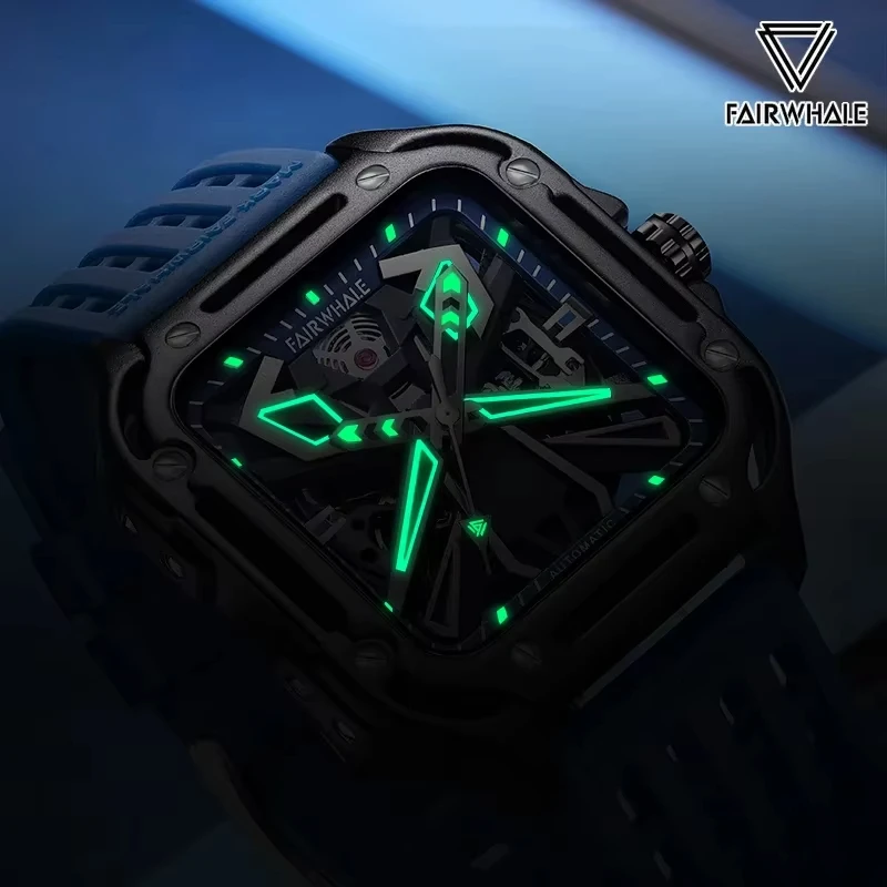 kf-S57f36a8575c64485be3c2bd54b0a077dB Mark Fairwhale Brand Cool Black Men's Mechanical Watches Sports Silicone Strap Waterproof Fashion Top Automatic Watch for Men