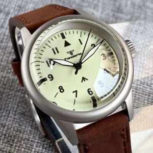 kf-S626d6106c93247ff91a0a907db8dd13fq New Tandorio 36mm Military 200M Waterproof Dive NH35 Automatic Watch Men Green Lume Cream Dial Bouble Bow Sapphire Vintage Clock