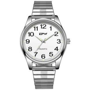 Men's Luminous Wristwatch Big Easy Read Numbers 3ATM Waterproof Steel Leather Watch With Expansion Band Gift Clock for Parents