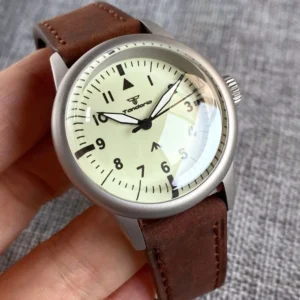 kf-S647ce42e982e4227b221d687b99a708fl New Tandorio 36mm Military 200M Waterproof Dive NH35 Automatic Watch Men Green Lume Cream Dial Bouble Bow Sapphire Vintage Clock