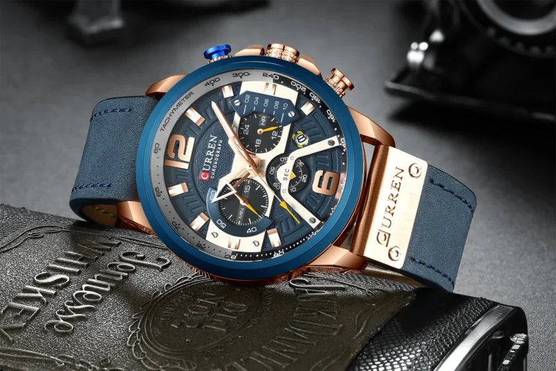 CURREN 8329 Fashion Quartz Watches for Man Business Leather Strap Chronograph Calendar Retro Elegant Men Wristwatch reloj hombre