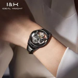 kf-S741589282bde49729d671611ec2dc2b6j IDEAL KNIGHT 6801 Tourbillon Watch Man Automatic Mechanical Wristwatch for Men Women Original Leather Strap Waterproof