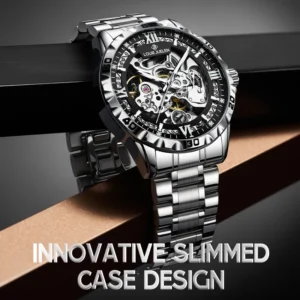 kf-S74e616788e7545ecbfc09d5739d308ebU New Steampunk Skeleton Men's Watch Luxury Automatic Mechanical Watches Luminous Waterproof Stainless Steel Strap Hollow Watch