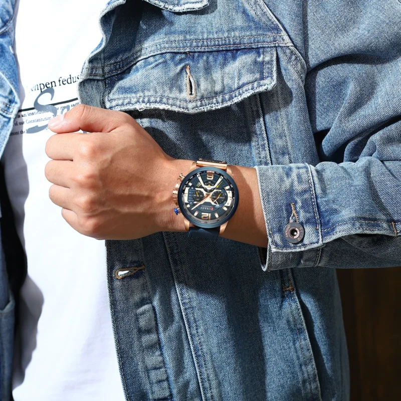 CURREN 8329 Fashion Quartz Watches for Man Business Leather Strap Chronograph Calendar Retro Elegant Men Wristwatch reloj hombre