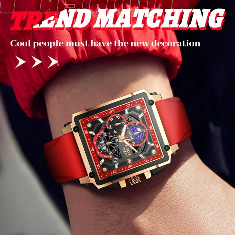 kf-S84e1808454fa4bcabf0a45b09a86a1b9T 2024 LIGE Men Watches Chronograph Top Brand Luxury Silicone Sport Wristwatch Business Quartz Clock Waterproof Watch Montre Homme