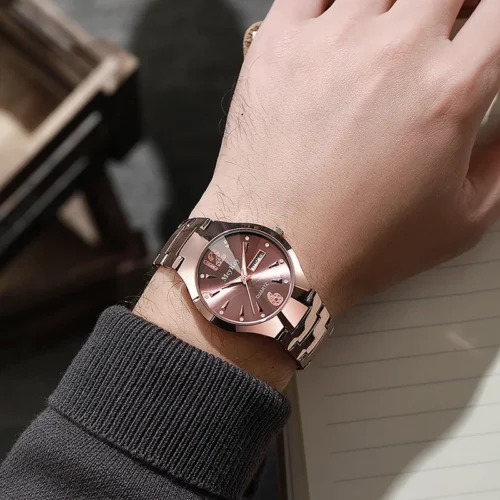 kf-S85db636d003146e887a43aa2452b349fT 女性へのギフトに最適な、新しいファッションステンレススチール製カジュアルクォーツ腕時計