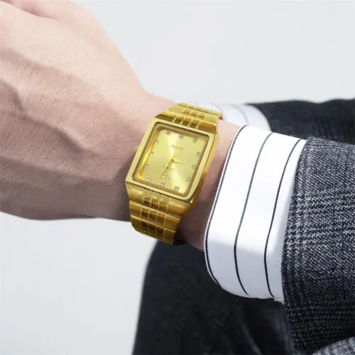 kf-S8a390404caa24406a0f8431dc1a72c6aG LIEBIG Luxury Diamond Gold Quartz Watch for Men Square Steel Strap Couple's Watches for Male Fashion Accessory Reloj Hombre