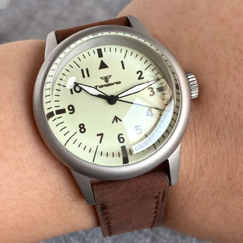 kf-S8ccbd301af35402088380a8be28426bfa New Tandorio 36mm Military 200M Waterproof Dive NH35 Automatic Watch Men Green Lume Cream Dial Bouble Bow Sapphire Vintage Clock