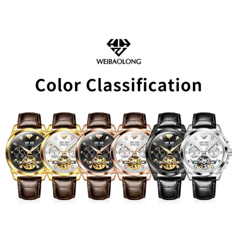 kf-S94e73e87b3c74c548386add04dc76649k WEIBAOLONG 3806 Automatic Mechanical Men's Watch Multifunctional Flywheel Dial Waterproof Luminous Watch Real Diamond Watches