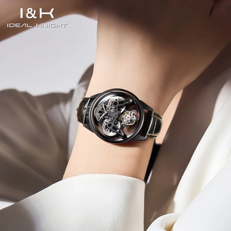 kf-Sa7202fa21c6c47db9b8ad9cd8854c67bS IDEAL KNIGHT 6801 Tourbillon Watch Man Automatic Mechanical Wristwatch for Men Women Original Leather Strap Waterproof