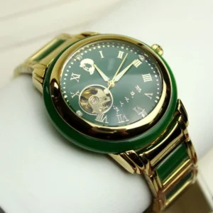kf-Sb0f0871d1a2f4018ab9f04eff1ea8e52W Automatic Mechanical Men Watch Elegant Male Stainless Steel Band Wristwatch Business Man Green Gold White Jade Stone Style Clock