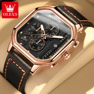 kf-Sb448741a485c44e2b3f1116ce2cea9c7I OLEVS Fashion Square Quartz Watch for Men Leather Strap Waterproof Calendar Mens Watches Top Brand Luxury Chronograph Wristwatch