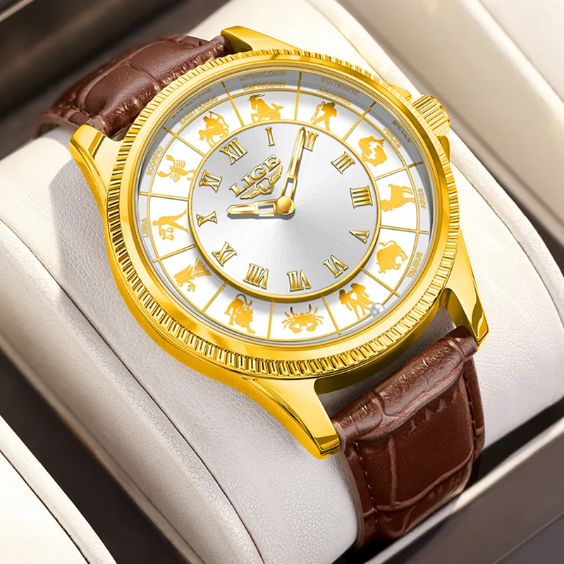 kf-Sb5bc5370421e4ef192f88428acd80eaeG LIGE Fashion Leather Watch For Men Creative 12 Constellation Big Dial Watch Men Casual Luminous Waterproof Quartz Chronograph