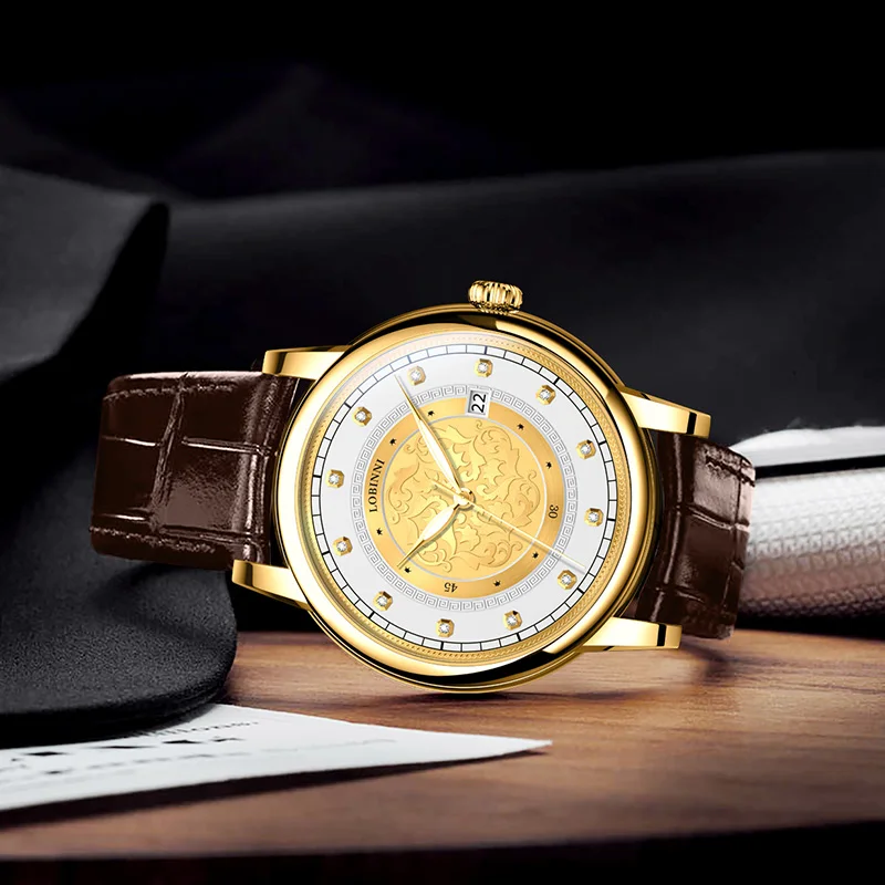 LOBINNI 19008 New 41MM Men's Mechanical Watch MIYOTA 8215 Automatic Movement Sapphire Crystal 50M Waterproof Classic Wristwatch