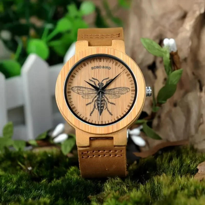 kf-Sbd3a56a3b4b84975864fb9973e6166afP Clearance Sale Men's Watches Bamboo Wristwatch Japanese Quartz Movement Unique Watch for Men