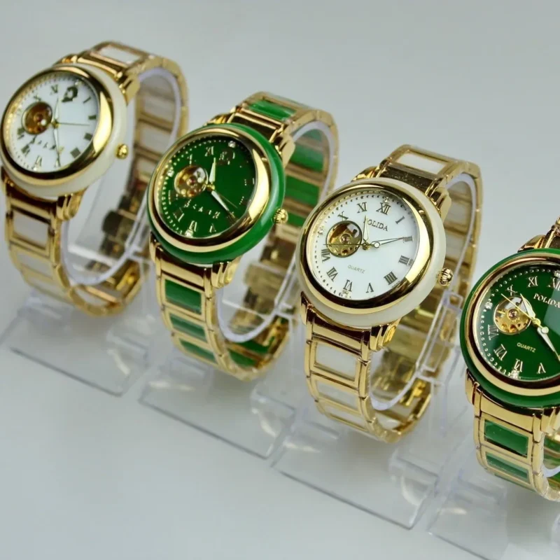 kf-Sc0ac2ae07c5e4c3db0281018b6fadcc6U Automatic Mechanical Men Watch Elegant Male Stainless Steel Band Wristwatch Business Man Green Gold White Jade Stone Style Clock