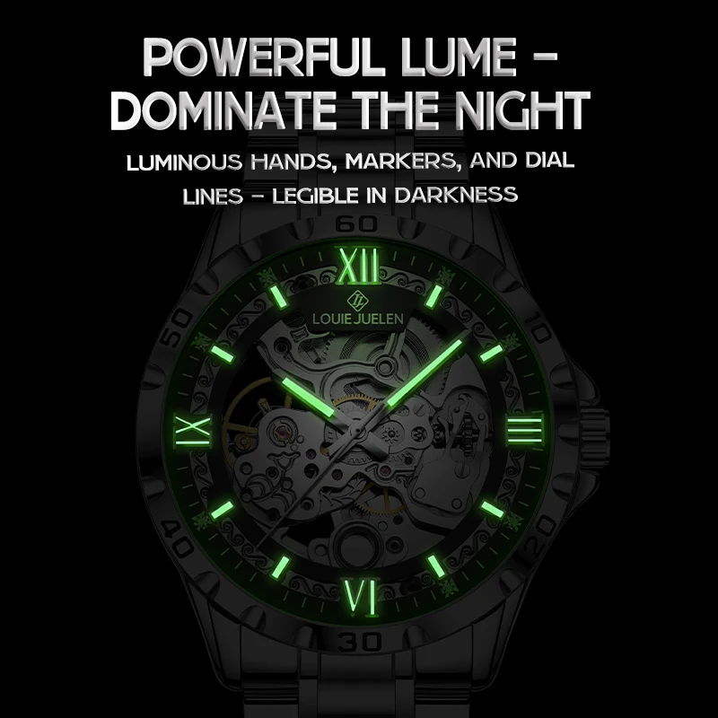 kf-Sc0be2caf753b409d98b6e94228f6ed89w New Steampunk Skeleton Men's Watch Luxury Automatic Mechanical Watches Luminous Waterproof Stainless Steel Strap Hollow Watch