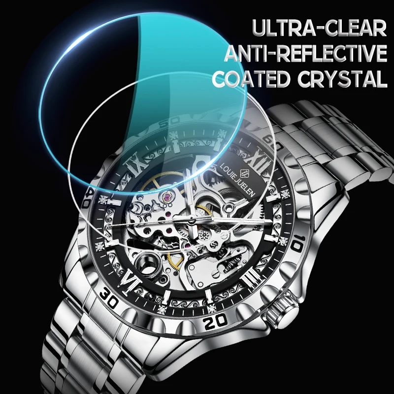 kf-Sc438c65df83b49dea25c1a57fb5b6b843 New Steampunk Skeleton Men's Watch Luxury Automatic Mechanical Watches Luminous Waterproof Stainless Steel Strap Hollow Watch