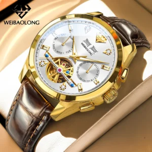 kf-Sc6d6c99d27e743b0b2c8424904596206v WEIBAOLONG 3806 Automatic Mechanical Men's Watch Multifunctional Flywheel Dial Waterproof Luminous Watch Real Diamond Watches