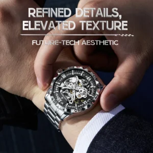 kf-Sc71133e6fb324b0898b2d93cdcc659fah New Steampunk Skeleton Men's Watch Luxury Automatic Mechanical Watches Luminous Waterproof Stainless Steel Strap Hollow Watch