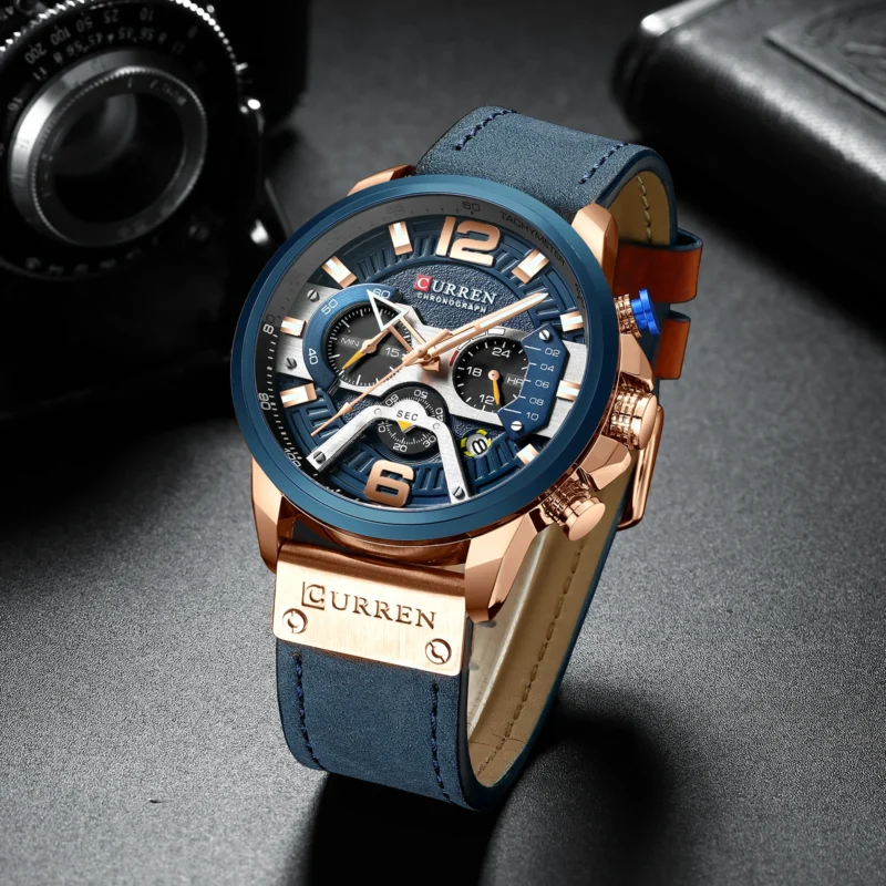 CURREN 8329 Fashion Quartz Watches for Man Business Leather Strap Chronograph Calendar Retro Elegant Men Wristwatch reloj hombre