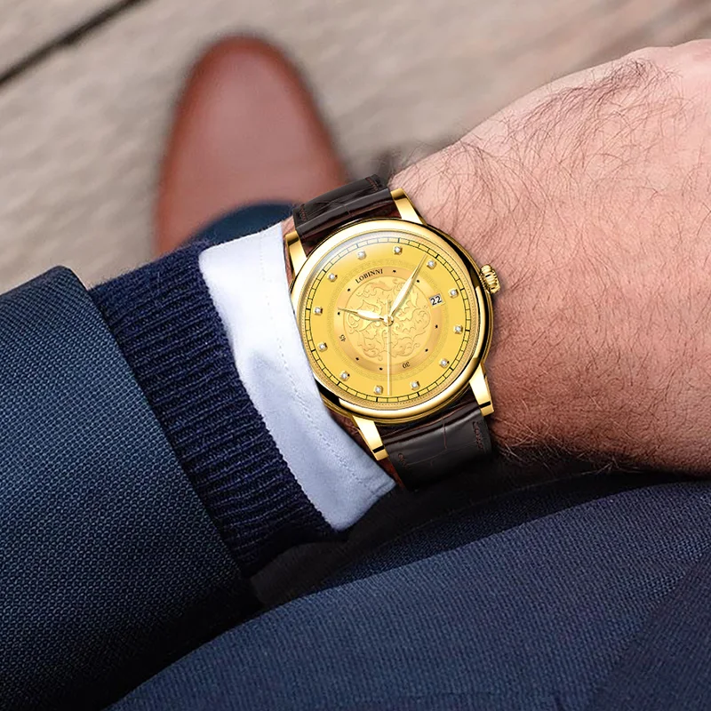 LOBINNI 19008 New 41MM Men's Mechanical Watch MIYOTA 8215 Automatic Movement Sapphire Crystal 50M Waterproof Classic Wristwatch