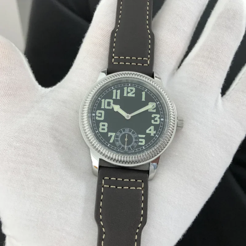 kf-Scfff0f267d7d49d4b358ee706fbae5dfX 44mm No Logo Black Dial Green Digital Asian 6498 17 Jewels Hand Wind Movement Men's Mechanical Luminous ST3621 Watch GR0822-25