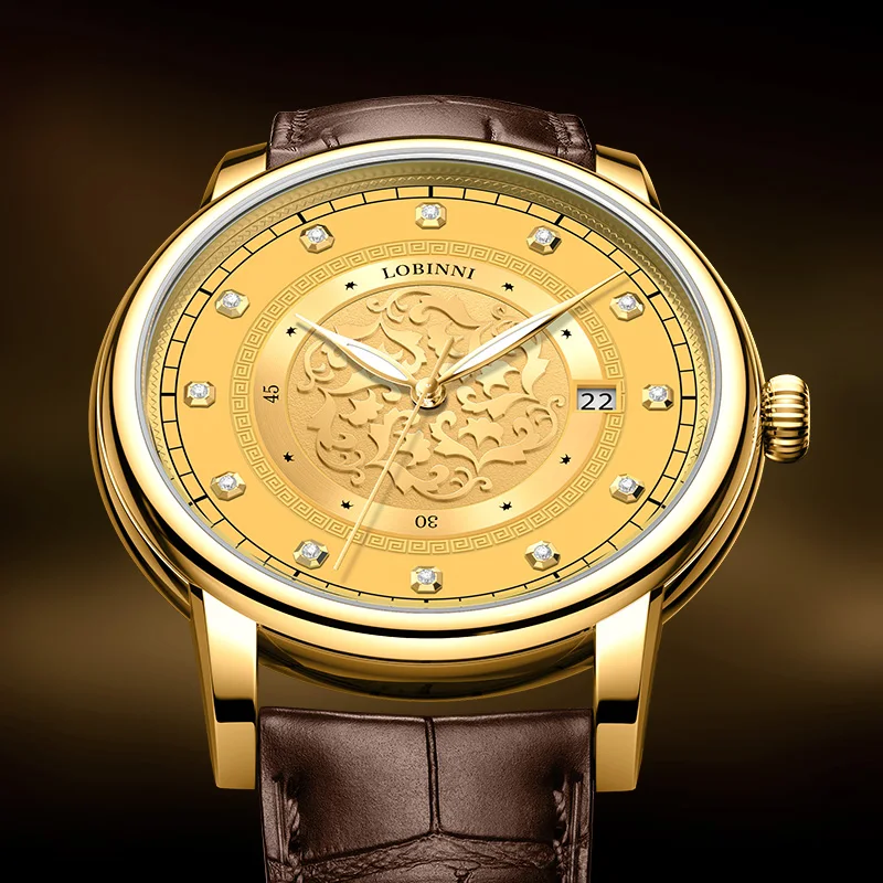 LOBINNI 19008 New 41MM Men's Mechanical Watch MIYOTA 8215 Automatic Movement Sapphire Crystal 50M Waterproof Classic Wristwatch