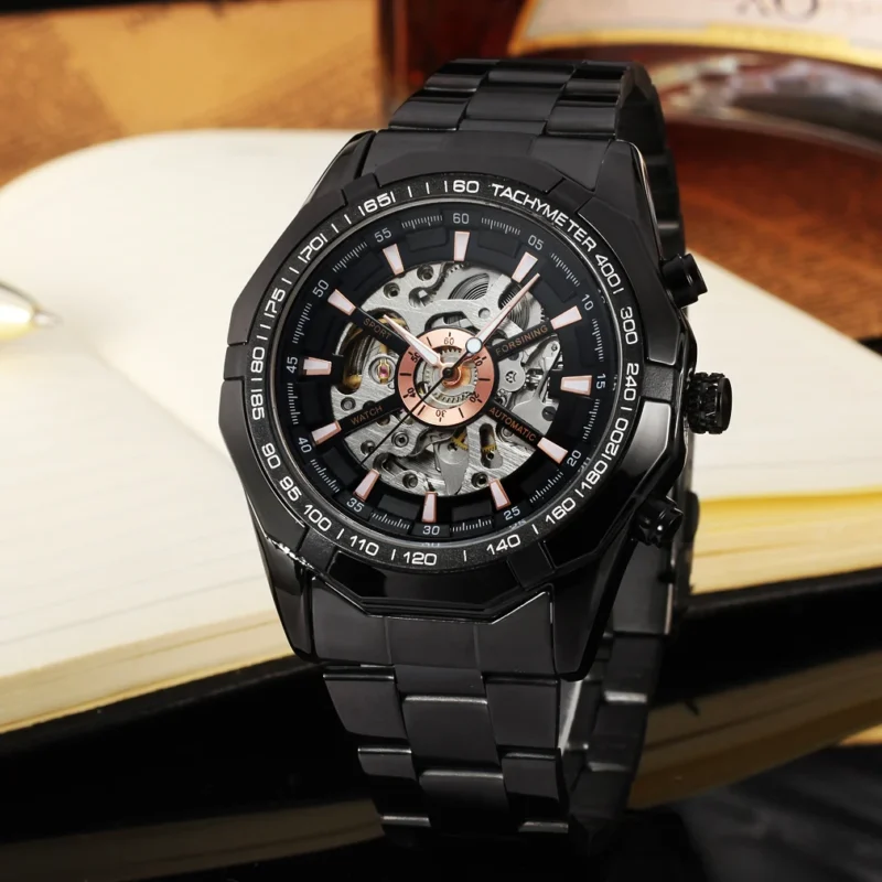 FORSINING Classic Trendy Men's Skeleton Automatic Mechanical Watches Luminous Pointers Steel Sport Man Wristwatch Hombre Relojes
