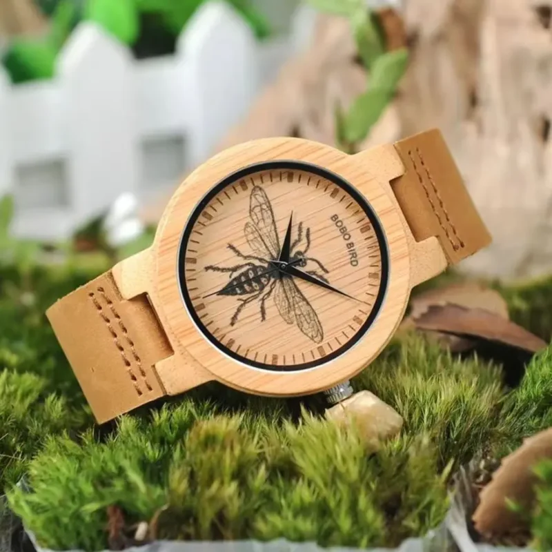 kf-Sf3c866727c6d4be8bc105a950fe54ac9J Clearance Sale Men's Watches Bamboo Wristwatch Japanese Quartz Movement Unique Watch for Men