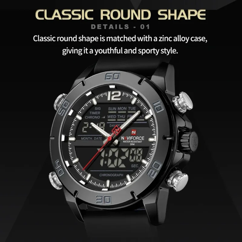 kf-Sf9ea0a40f58c45e18dde16a64ddf6f02V New Style NAVIFORCE Design Men Watch Waterproof Soft Silica Strap Chronograph Day and Date Luxury Quartz Wristwatch Reloj Hombre